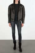 Kabuki Oversized Puff Sleeve Leather Jacket In Black